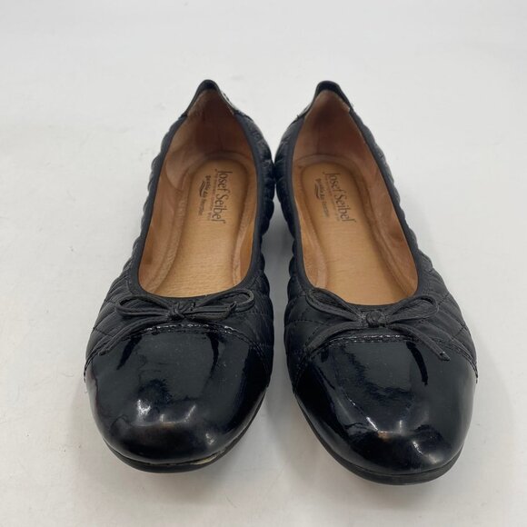 Josef Seibel Black Leather Flats with Bow Accent | Size 9 - Picture 3 of 7